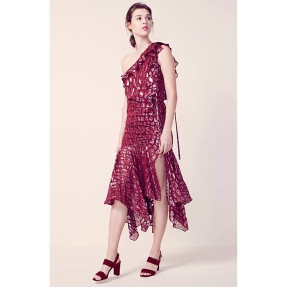 VERONICA BEARD Leighton Silk Blend 1-Shoulder Midi - Picture 2 of 9